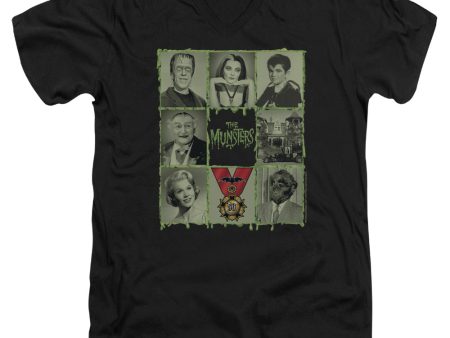 MUNSTERS : BLOCKS S\S ADULT V NECK T-SHIRT 30\1 Black 2X For Discount