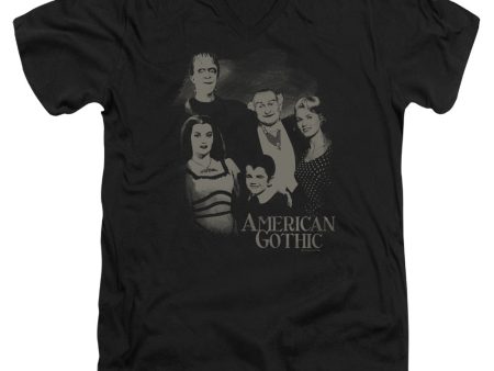 MUNSTERS : AMERICAN GOTHIC S\S ADULT V NECK T-SHIRT 30\1 BLACK XL Cheap