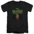 MUNSTERS : 50 YEAR LOGO S\S ADULT V NECK T-SHIRT 30\1 Black SM For Sale