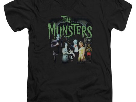 MUNSTERS : 1313 50 YEARS S\S ADULT V NECK T-SHIRT 30\1 Black SM Online Hot Sale