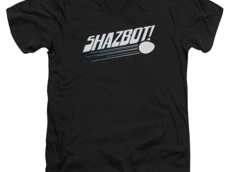 MORK AND MINDY : SHAZBOT EGG S\S ADULT V NECK T-SHIRT 30\1 BLACK XL For Sale