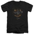 JUSTICE LEAGUE OF AMERICA : MOVIE : BATMOBILE S\S ADULT V NECK T-SHIRT 30\1 Black MD Sale