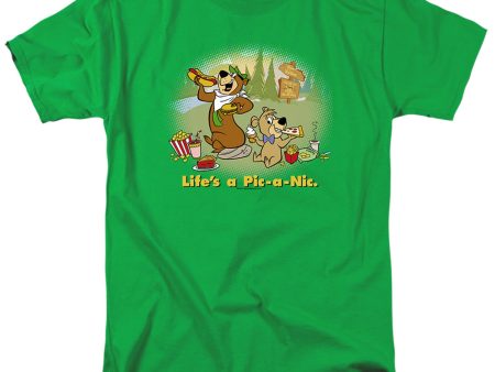 YOGI BEAR : LIFE S A PIC S\S ADULT 100% COTTON 18\1 T-SHIRT Kelly Green LG Online Sale