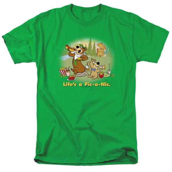 YOGI BEAR : LIFE S A PIC S\S ADULT 100% COTTON 18\1 T-SHIRT Kelly Green LG Online Sale