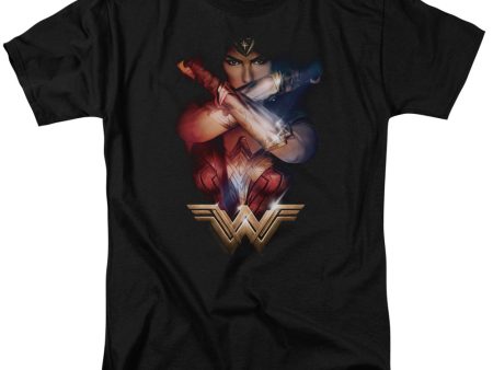 WONDER WOMAN MOVIE : ARMS CROSSED S\S ADULT 100% COTTON 18\1 T-SHIRT Black MD Online now