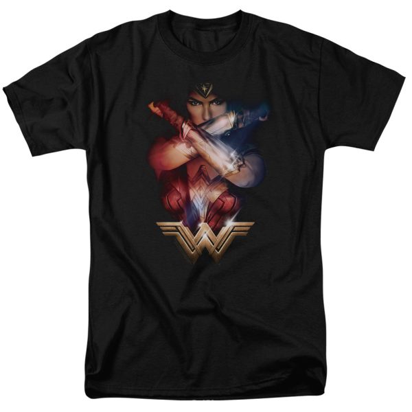 WONDER WOMAN MOVIE : ARMS CROSSED S\S ADULT 100% COTTON 18\1 T-SHIRT Black MD Online now