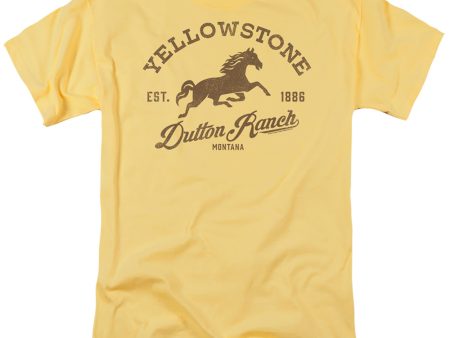 YELLOWSTONE : DUTTON RANCH HORSE S\S ADULT 100% COTTON 18\1 T-SHIRT BANANA 3X Online