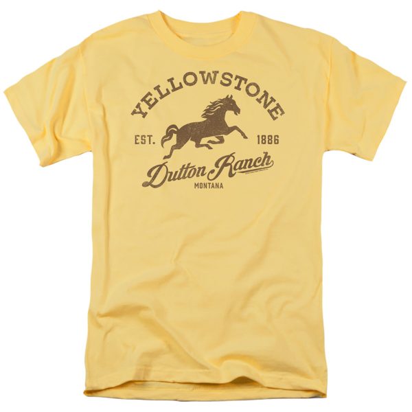 YELLOWSTONE : DUTTON RANCH HORSE S\S ADULT 100% COTTON 18\1 T-SHIRT BANANA 3X Online