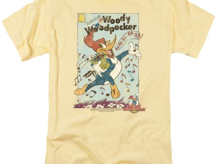 WOODY WOODPECKER : VINTAGE WOODY S\S ADULT 100% COTTON 18\1 T-SHIRT BANANA SM For Sale