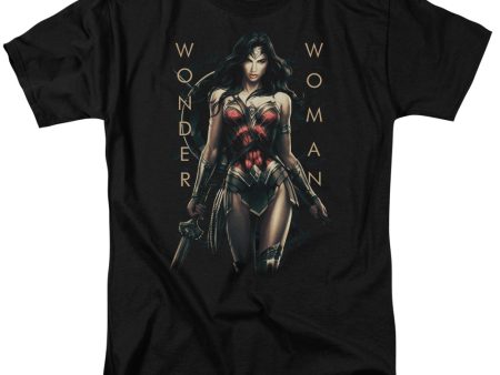 WONDER WOMAN MOVIE : ARMED AND DANGEROUS S\S ADULT 100% COTTON 18\1 T-SHIRT Black LG Sale