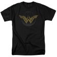 WONDER WOMAN MOVIE : DISTRESSED LOGO S\S ADULT 100% COTTON 18\1 T-SHIRT Black 3X Fashion