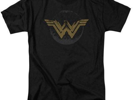 WONDER WOMAN MOVIE : DISTRESSED LOGO S\S ADULT 100% COTTON 18\1 T-SHIRT Black 3X Fashion