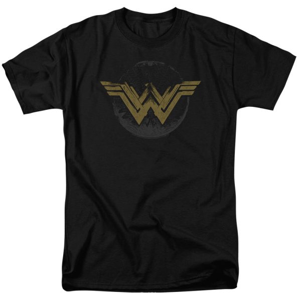 WONDER WOMAN MOVIE : DISTRESSED LOGO S\S ADULT 100% COTTON 18\1 T-SHIRT Black 3X Fashion