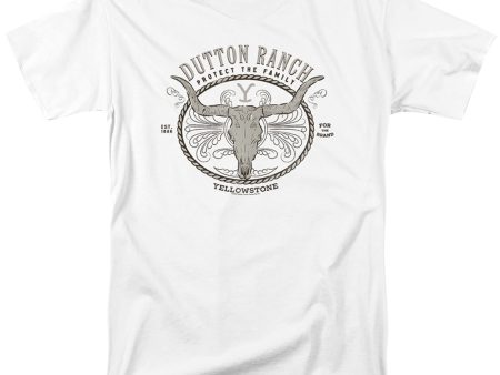 YELLOWSTONE : DUTTON RANCH S\S ADULT 100% COTTON 18\1 T-SHIRT White 2X Fashion