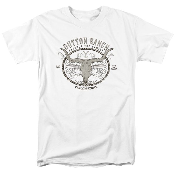 YELLOWSTONE : DUTTON RANCH S\S ADULT 100% COTTON 18\1 T-SHIRT White 2X Fashion