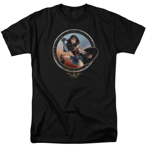 WONDER WOMAN MOVIE : BATTLE POSE S\S ADULT 100% COTTON 18\1 T-SHIRT Black 3X Fashion