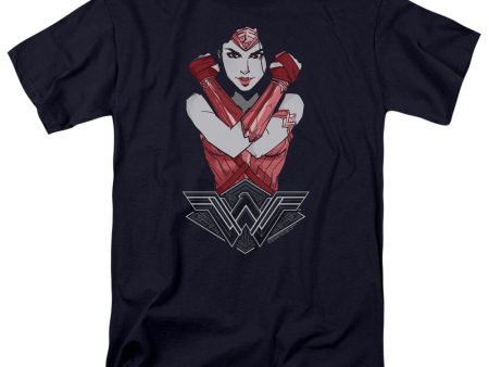 WONDER WOMAN MOVIE : AMAZON S\S ADULT 100% COTTON 18\1 T-SHIRT Navy SM Discount