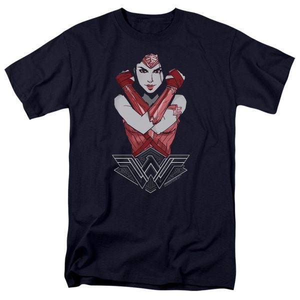 WONDER WOMAN MOVIE : AMAZON S\S ADULT 100% COTTON 18\1 T-SHIRT Navy 2X For Sale