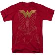 WONDER WOMAN MOVIE : ARMOR OUTLINE S\S ADULT 100% COTTON 18\1 T-SHIRT Cardinal SM Supply