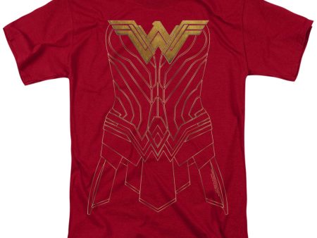 WONDER WOMAN MOVIE : ARMOR OUTLINE S\S ADULT 100% COTTON 18\1 T-SHIRT Cardinal SM Supply