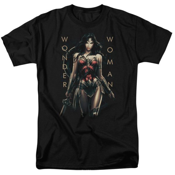 WONDER WOMAN MOVIE : ARMED AND DANGEROUS S\S ADULT 100% COTTON 18\1 T-SHIRT BLACK 6X on Sale