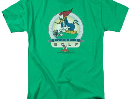 WOODY WOODPECKER : CLASSIC GOLF S\S ADULT 100% COTTON 18\1 T-SHIRT KELLY GREEN XL For Cheap