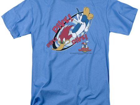 WOODY WOODPECKER : DIVE S\S ADULT 100% COTTON 18\1 T-SHIRT CAROLINA BLUE LG Fashion