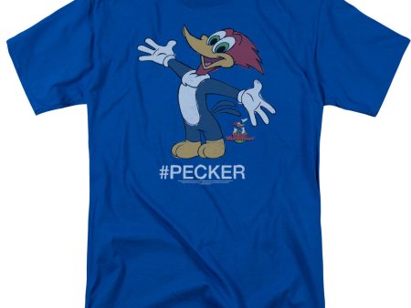 WOODY WOODPECKER : HASHTAG WOODY S\S ADULT 100% COTTON 18\1 T-SHIRT ROYAL BLUE MD Online