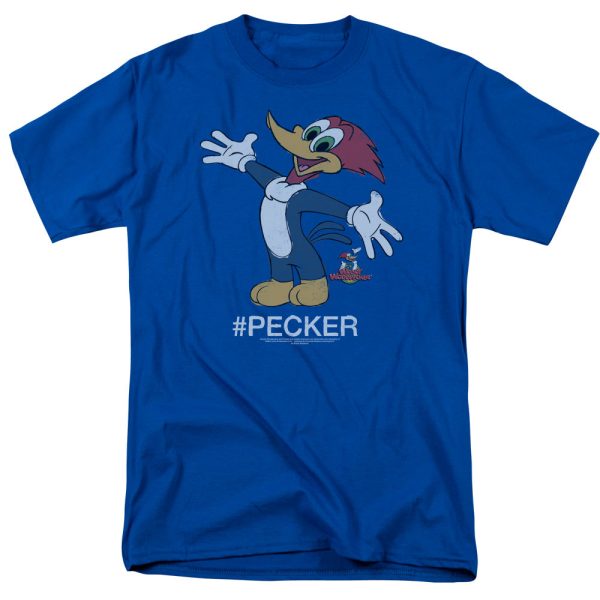 WOODY WOODPECKER : HASHTAG WOODY S\S ADULT 100% COTTON 18\1 T-SHIRT ROYAL BLUE MD Online