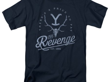 YELLOWSTONE : REVENGE SKULL S\S ADULT 100% COTTON 18\1 T-SHIRT Navy LG Hot on Sale