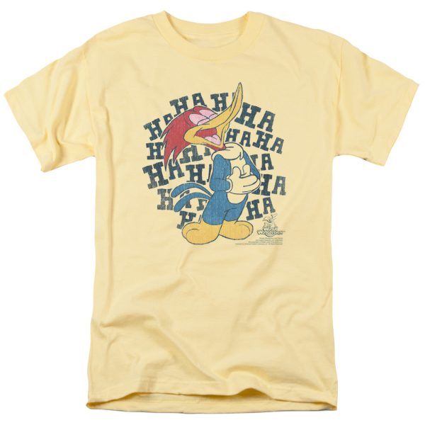 WOODY WOODPECKER : LAUGH IT UP S\S ADULT 100% COTTON 18\1 T-SHIRT BANANA 2X Discount